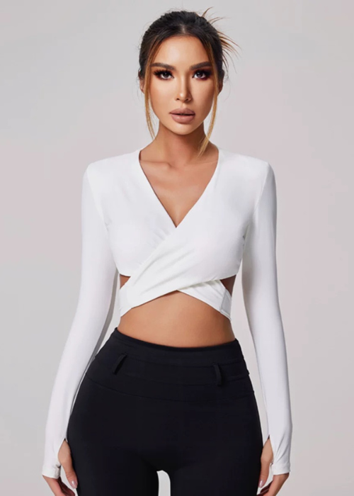 Céleste — T-shirt con Coppe Integrate e Schiena Aperta
