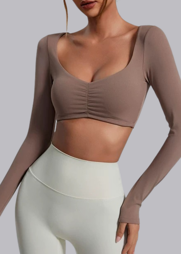 Elena — T-shirt a Maniche Lunghe con Reggiseno Integrato