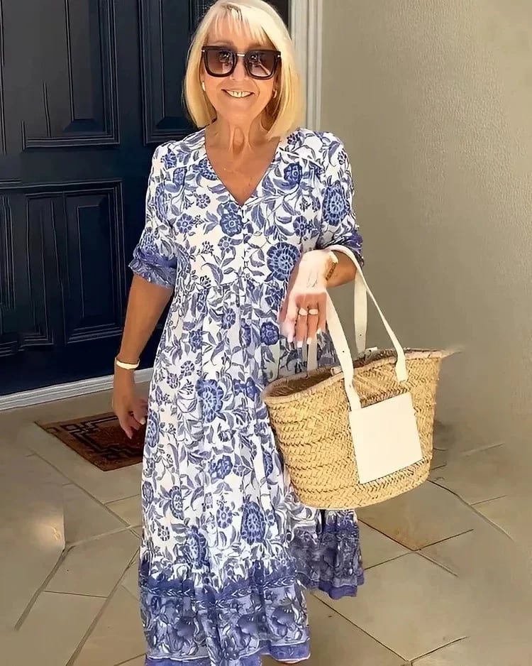 Zoe — Abito Lungo Bohémien Scollo a V
