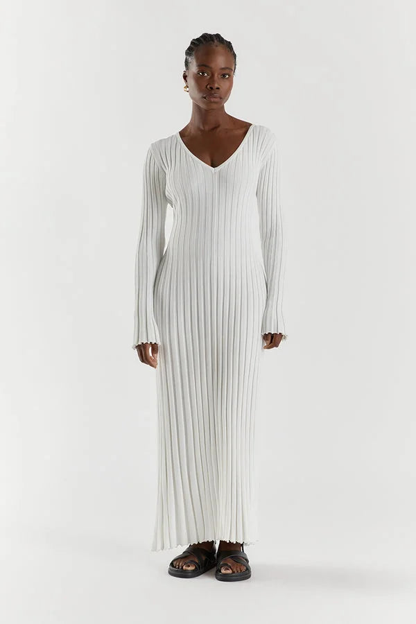 Debora — Abito Midi in Maglia Scollo a V