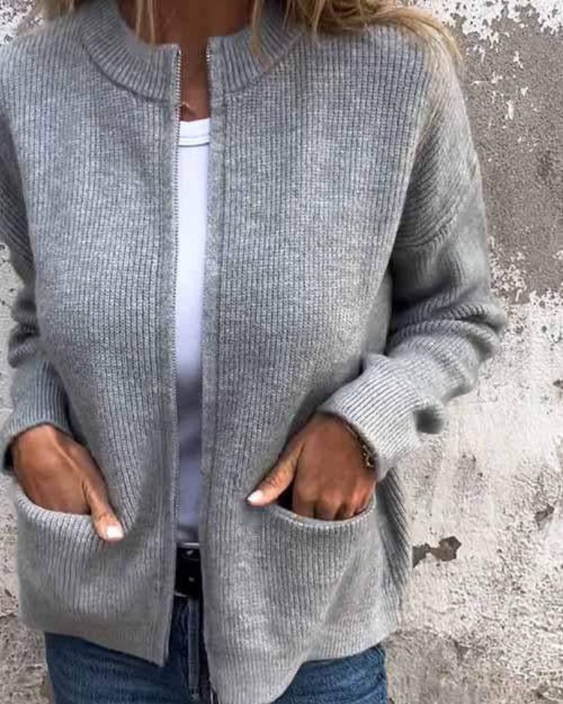 Era — Cardigan in Maglia di Cotone con Zip