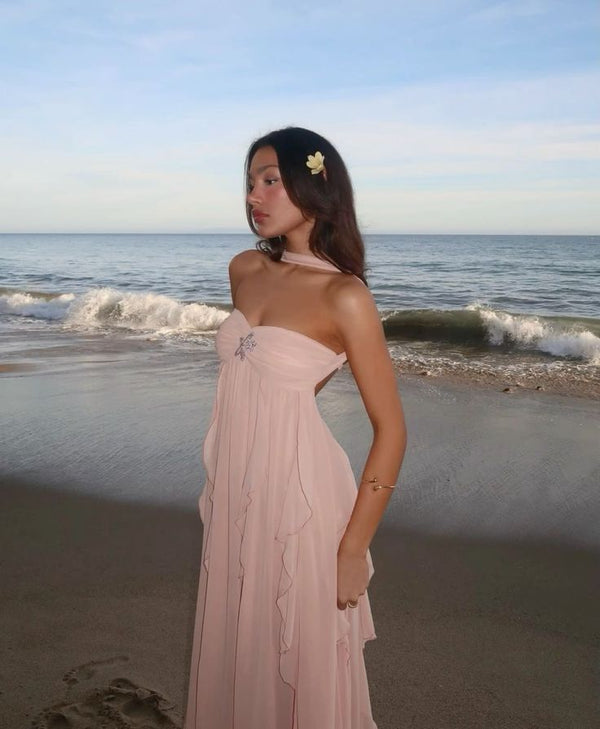 Natalia — Abito Lungo a Balze Spalle Scoperte