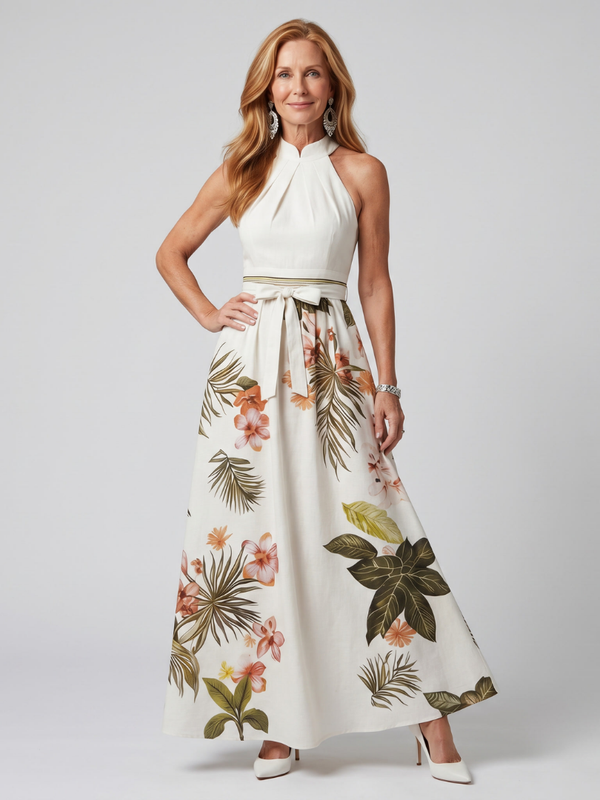 Meadow — Abito Lungo con Scollo all'Americana Drappeggiato