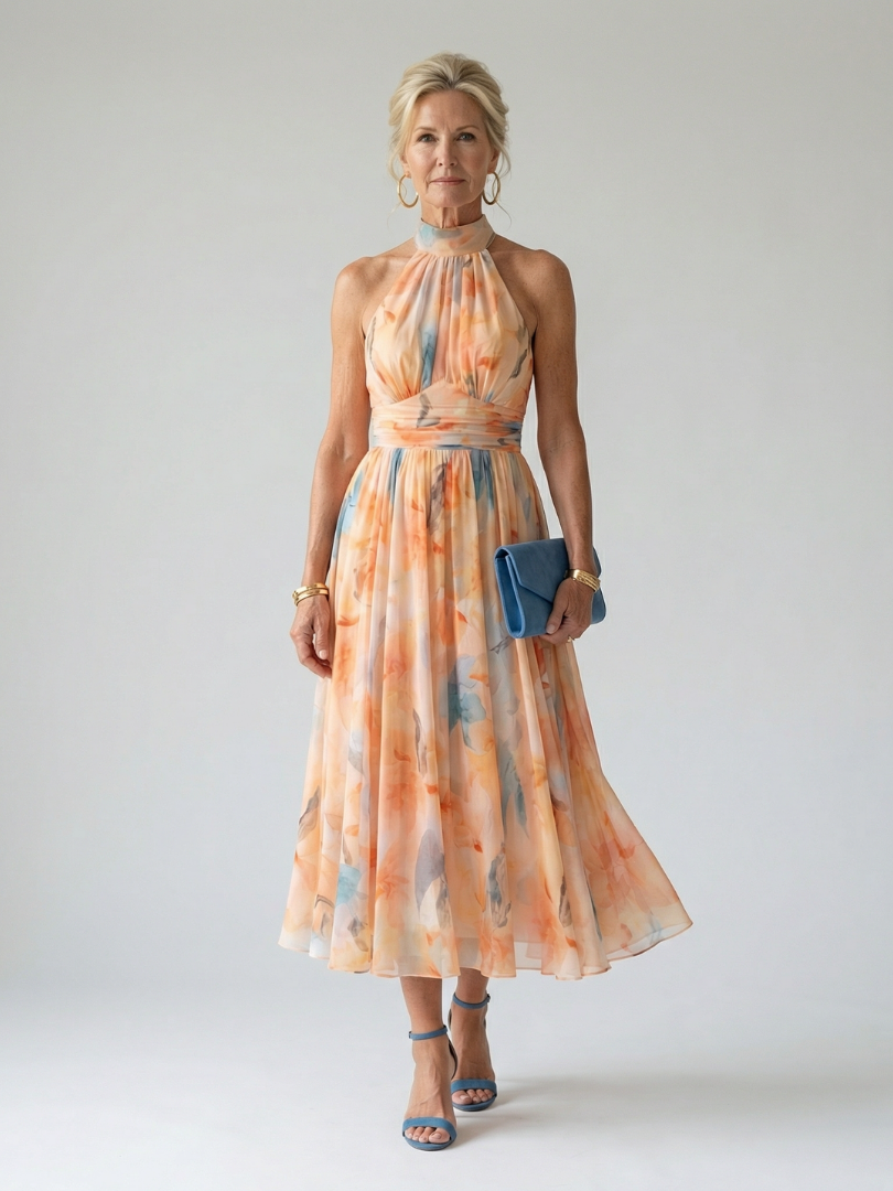 Diana — Abito Midi Scollo all'Americana