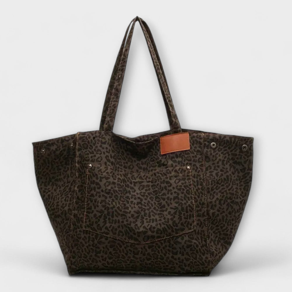 Corbinian — Borsa a Spalla in Tela Stampa Leopardo