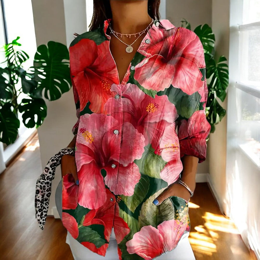 Carla — Blusa Vintage a Stampa Floreale