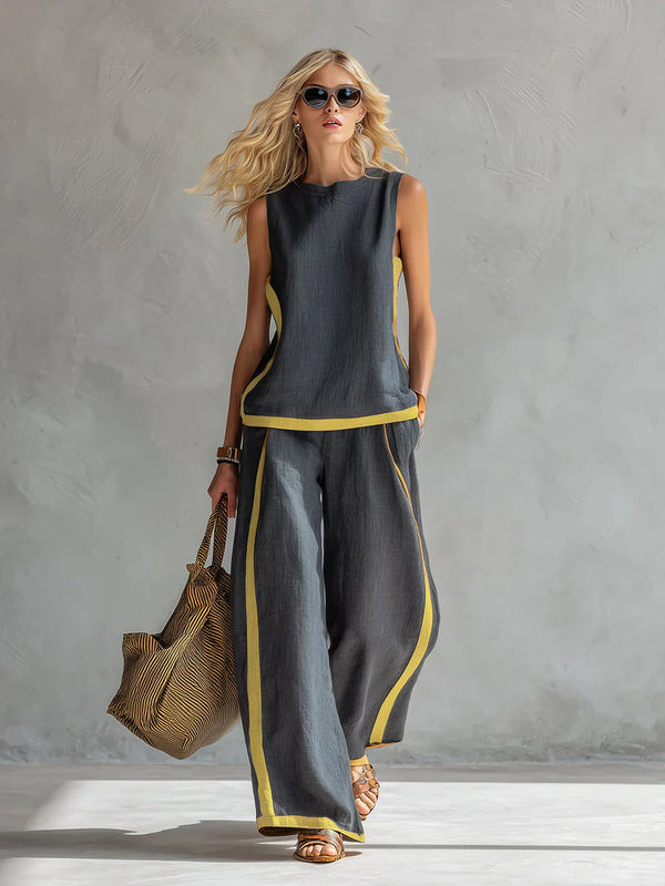 Leila — Completo Due Pezzi Elegante in Lino e Cotone