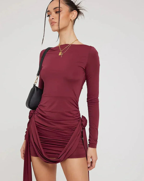Rubina — Miniabito Rosso Scollo a Barca