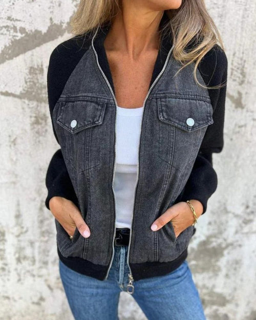 ANIDIA — Giacca Moderna in Tessuto e Denim