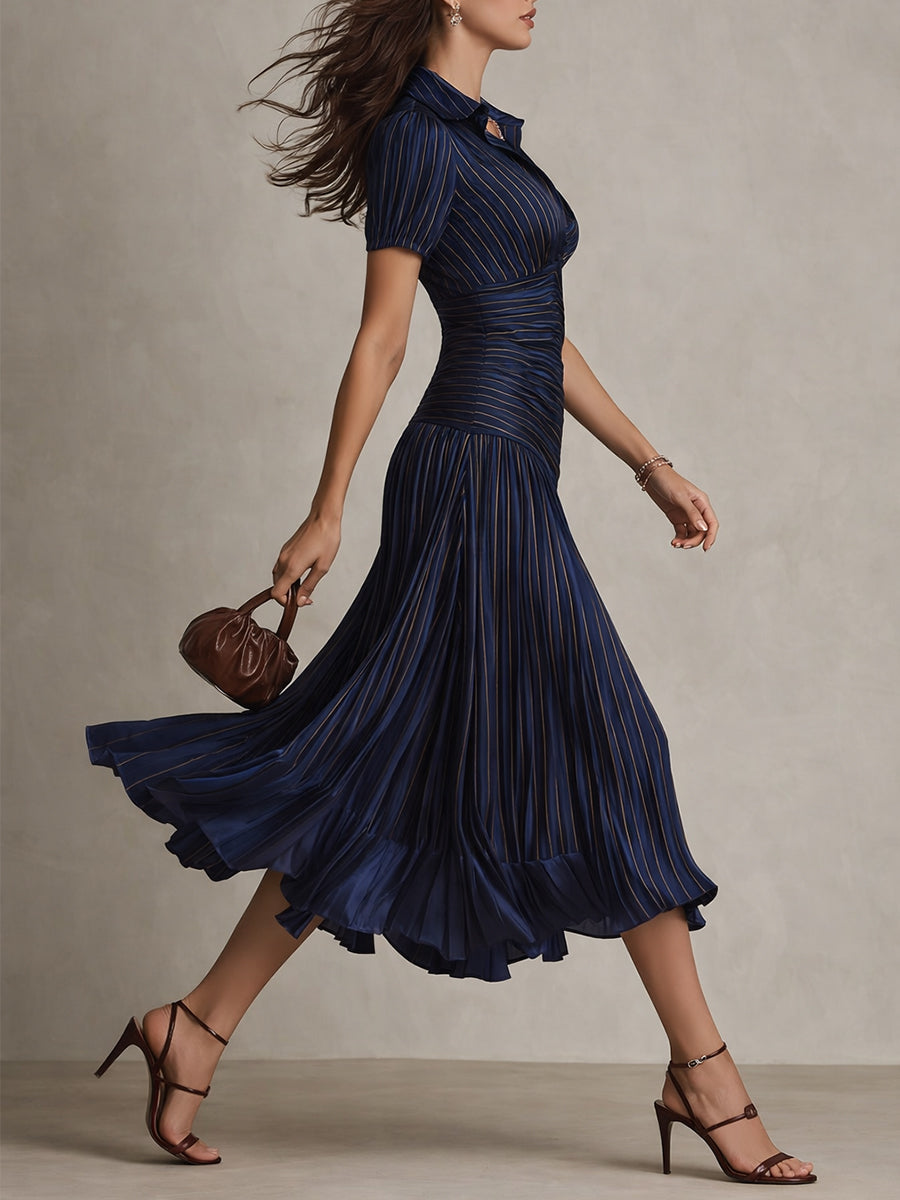 Adriana — Abito Midi in Raso a Righe