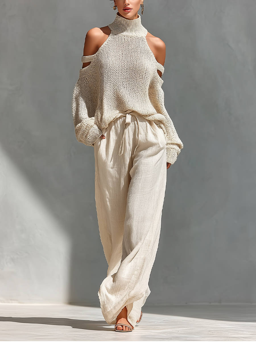 Rosalba — Completo in Maglia Beige