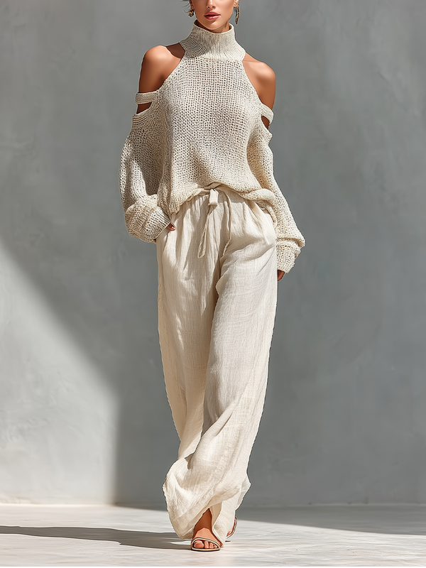 Rosalba — Completo in Maglia Beige