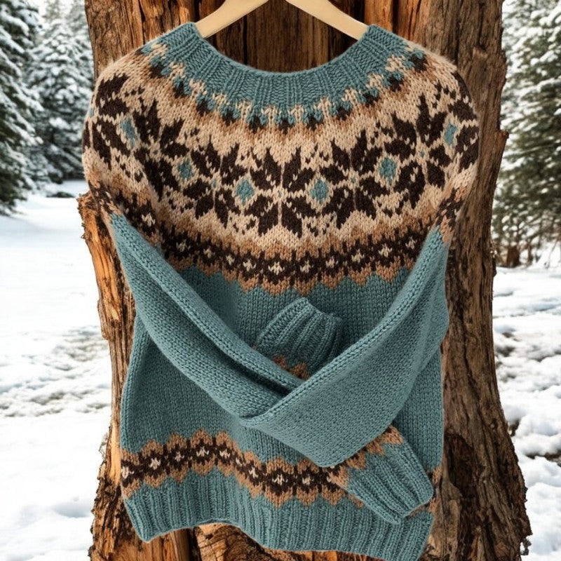 Ila — Maglione Jacquard in Cotone Stile Islandese