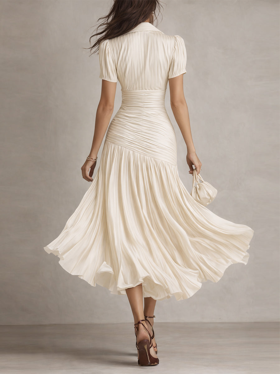 Adriana — Abito Midi in Raso a Righe