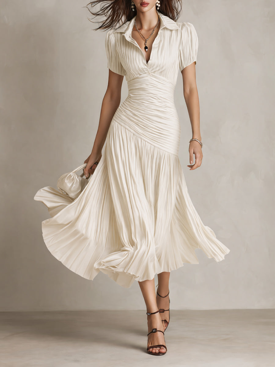 Adriana — Abito Midi in Raso a Righe