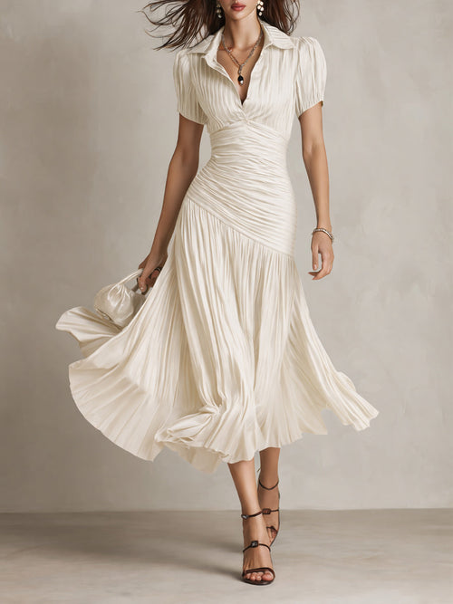 Adriana — Abito Midi in Raso a Righe