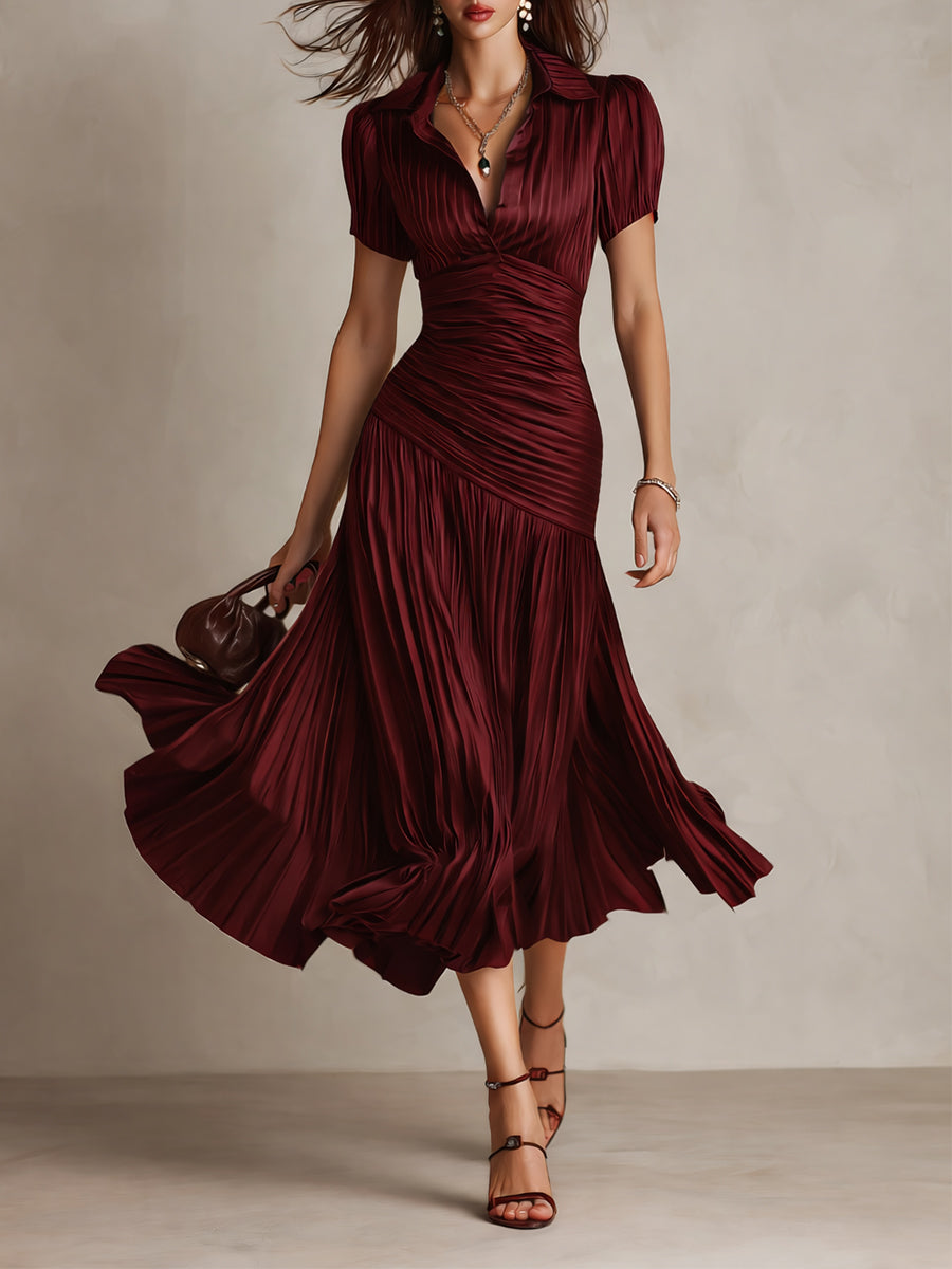 Adriana — Abito Midi in Raso a Righe