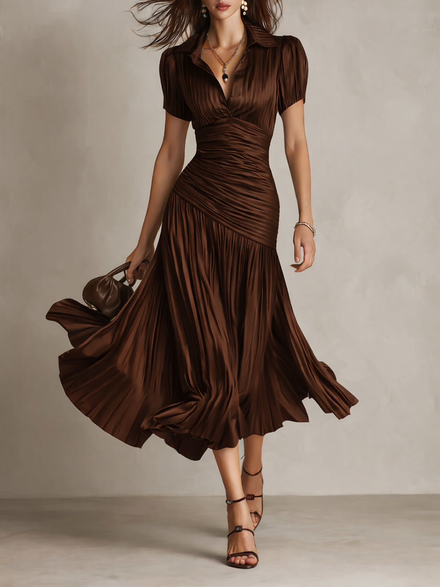 Adriana — Abito Midi in Raso a Righe