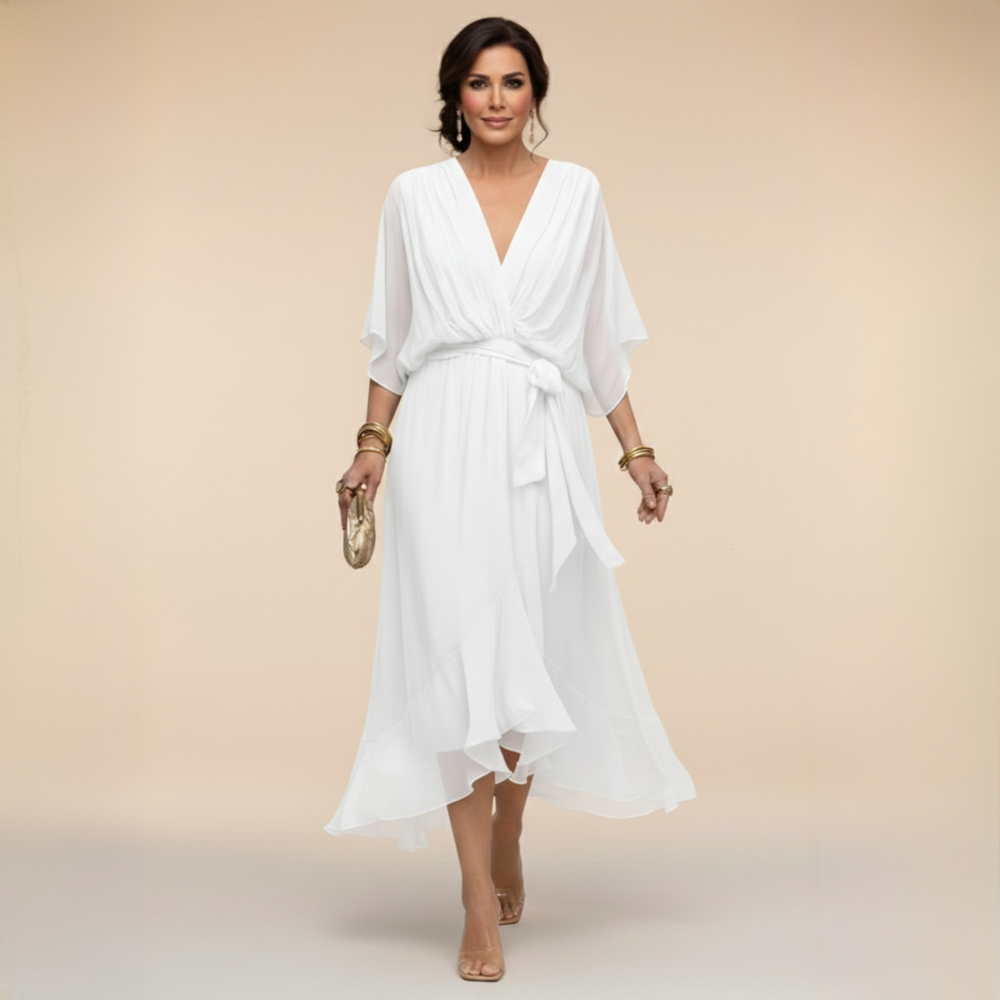 Monica — Abito in Chiffon con Scollo a V