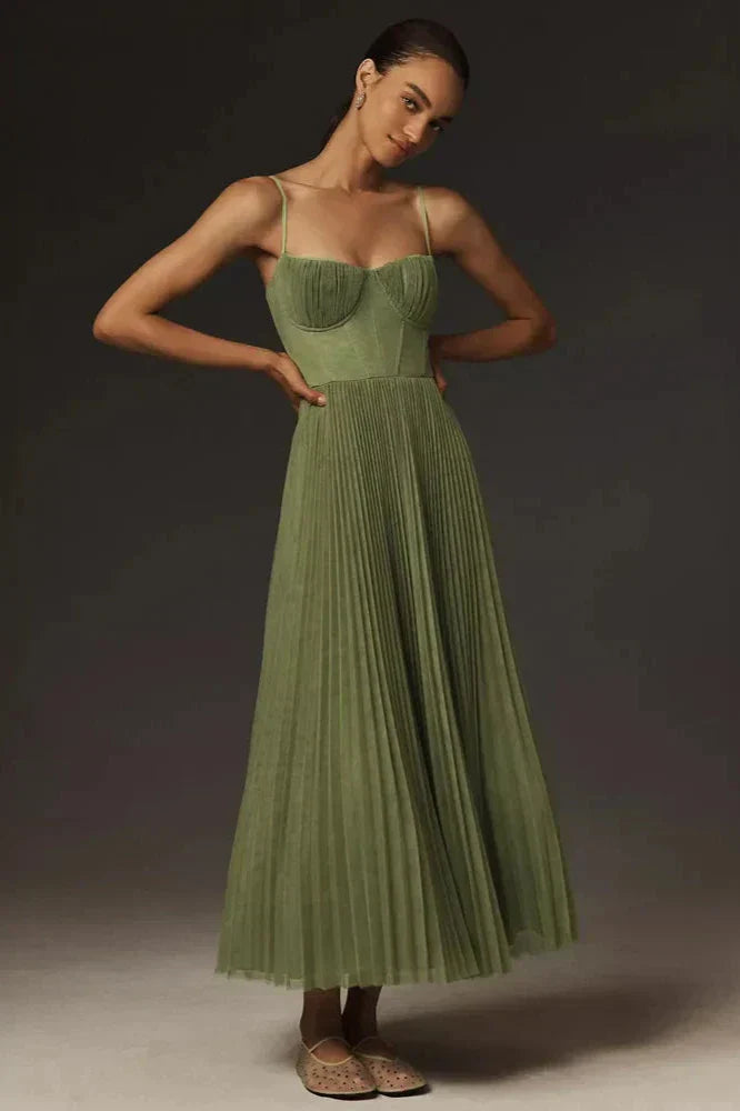 Bianca — Abito Midi Plissettato in Tulle