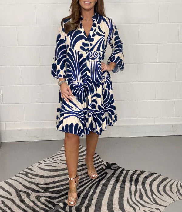 Fenella — Abito Midi con Scollo a V e Stampa