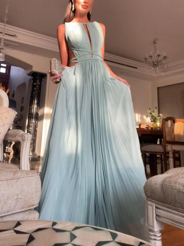 Carlotta — Abito Lungo Plissettato Schiena Aperta