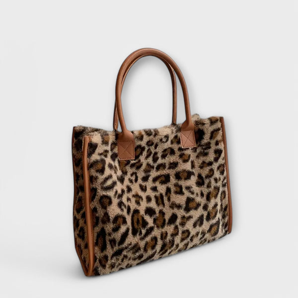 Odalys — Borsa Tote in Eco-Pelliccia Stampa Leopardo