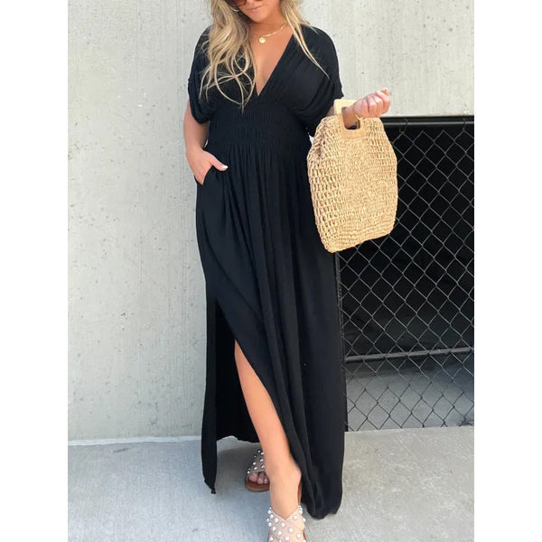 Gisella — Abito Lungo con Spacco Scollo a V