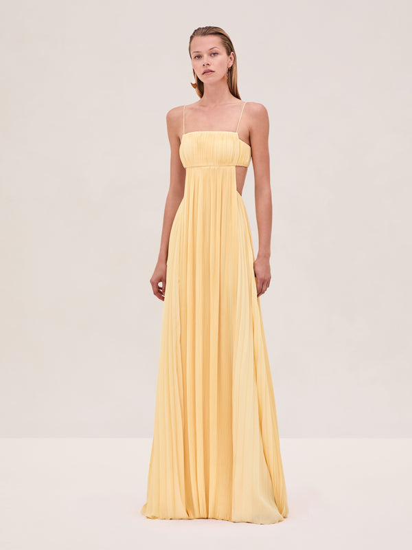 Varranza — Abito Lungo Plissettato con Cut-Out