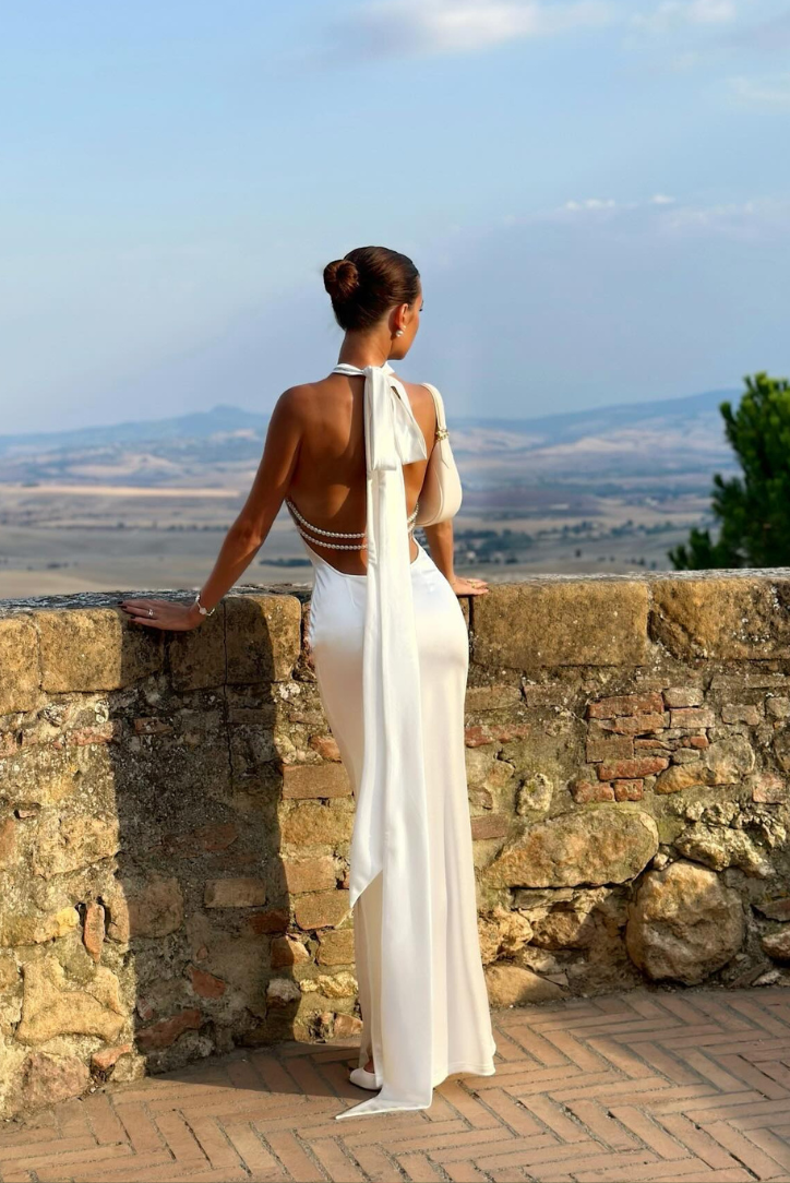 Serena — Abito Lungo con Perle