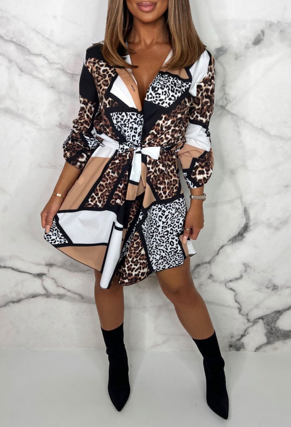 Camilla — Miniabito Chemisier Animalier