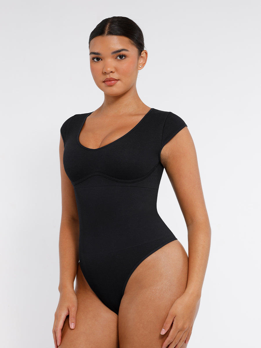Vittoria — Body Modellante Senza Cuciture con Scollo a V Profondo