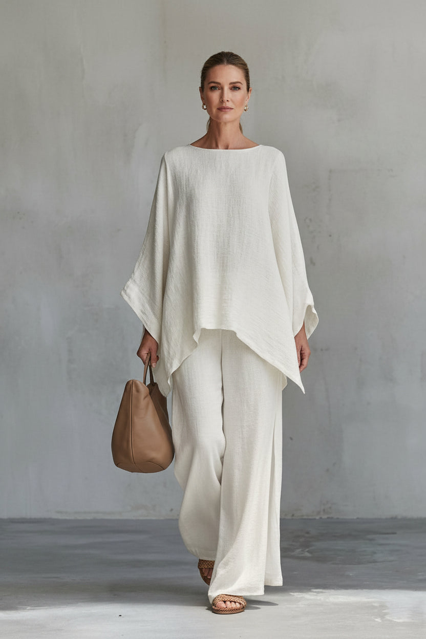 Cristina — Completo Due Pezzi con Maniche Lunghe e Pantaloni Ampi