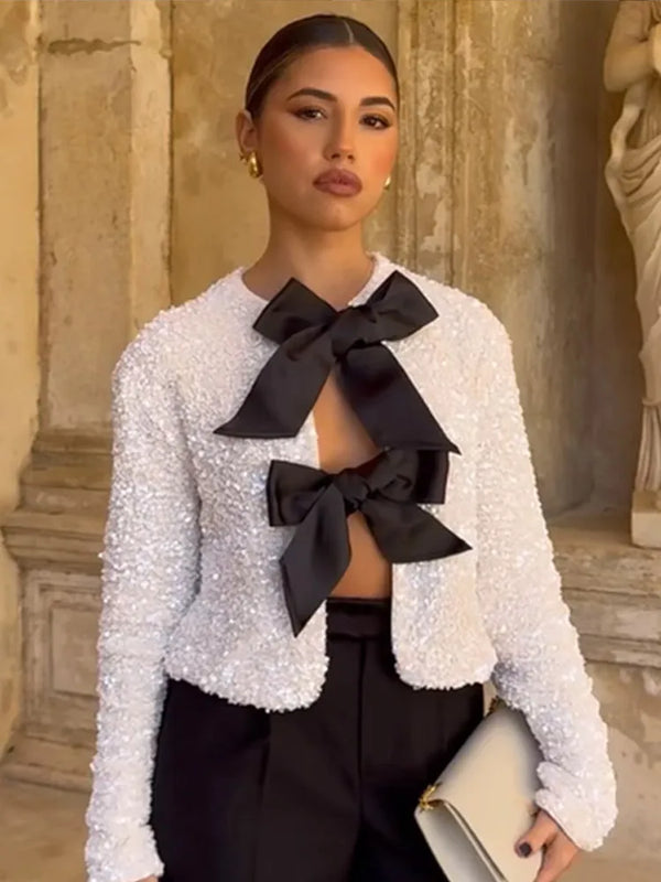 Camilla — Top Glitter con Fiocco