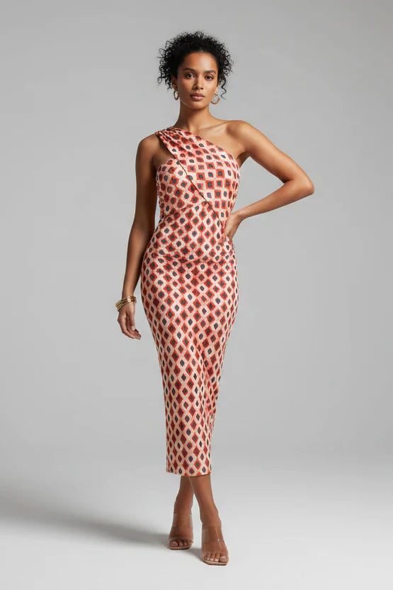 Irmgardi — Abito Midi Elegante con Spalla Asimmetrica