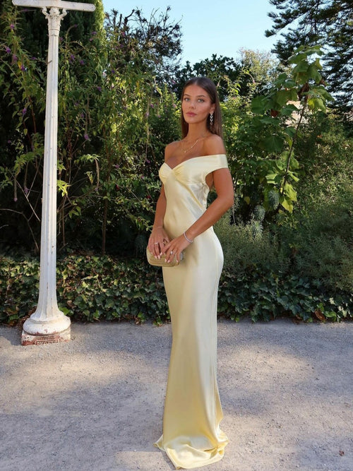 Carlotta — Abito Lungo in Raso Schiena Scoperta
