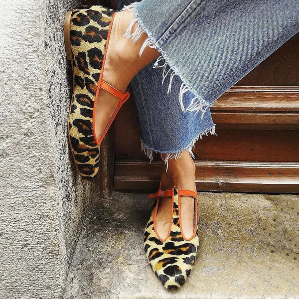 Ballerine con Cinturino Stampa Leopardata