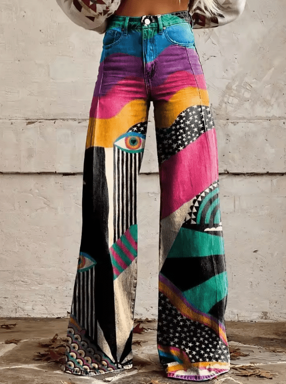 Vespera — Pantaloni Boho Vintage a Gamba Larga