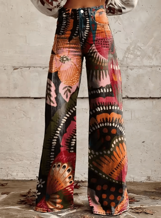 Evadne — Pantaloni Boho Vintage a Gamba Larga