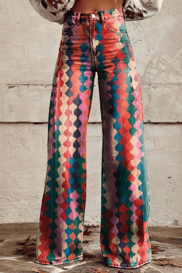 Amara — Pantaloni Boho Vintage a Gamba Larga