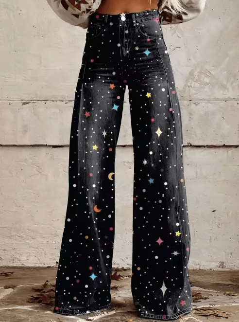 Saffron — Pantaloni Boho Vintage a Gamba Larga