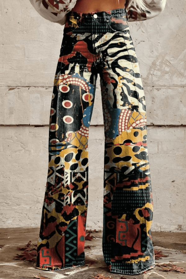 Celestia — Pantaloni Boho Vintage a Gamba Larga