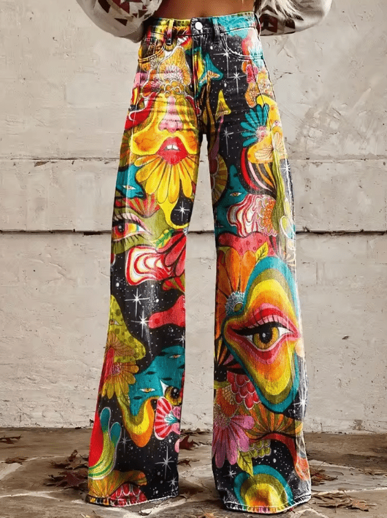 Althea — Pantaloni Boho Vintage a Gamba Larga