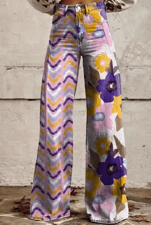 Elysia — Pantaloni Boho Vintage a Gamba Larga