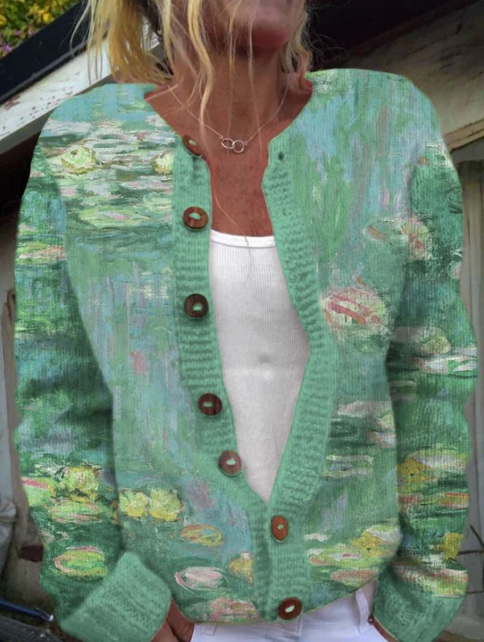 Anwen — Cardigan Smanicato Verde
