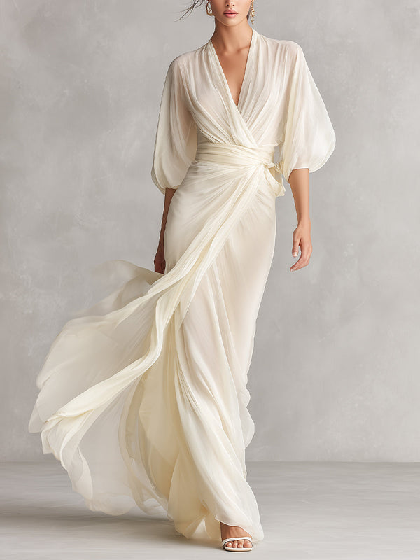 Carla — Abito in Chiffon Avorio