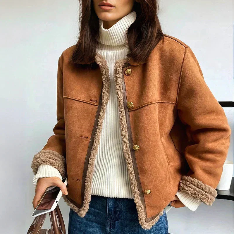 Lila — Giacca in Eco-Shearling Color Caramello