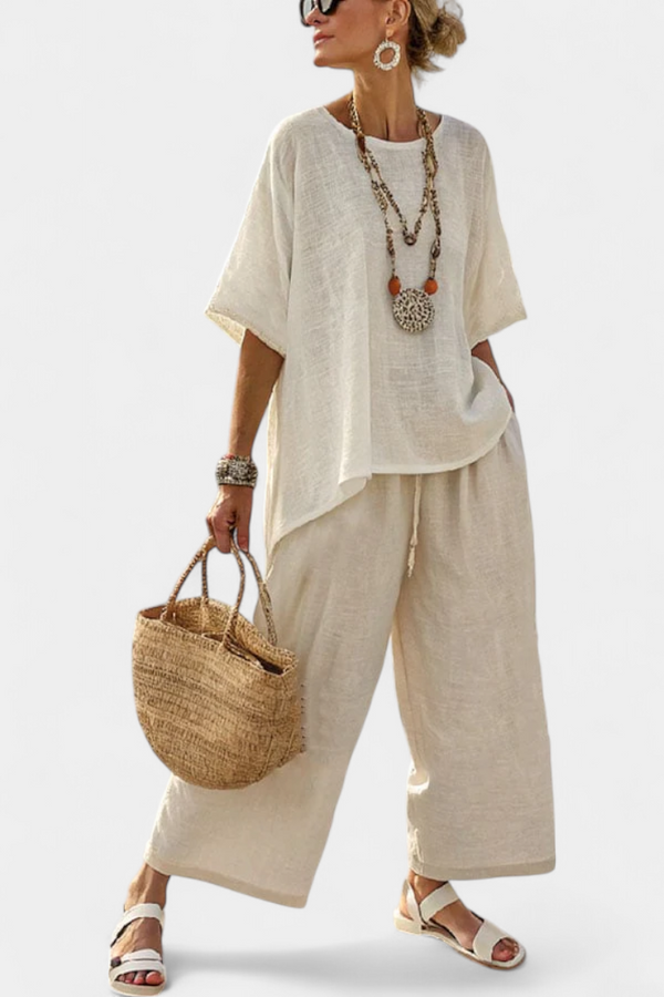 Drevon — Completo Minimalista con Blusa e Pantaloni a Gamba Larga