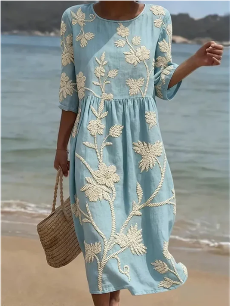 Kimberly — Abito Midi con Stampa Floreale