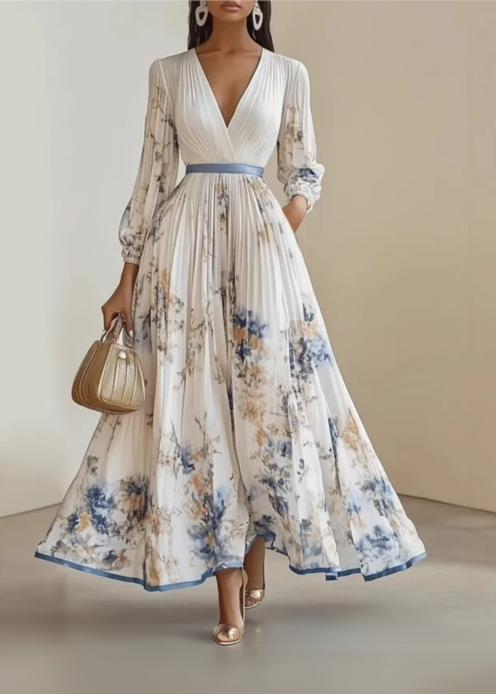 Katie — Abito Lungo Elegante a Fiori